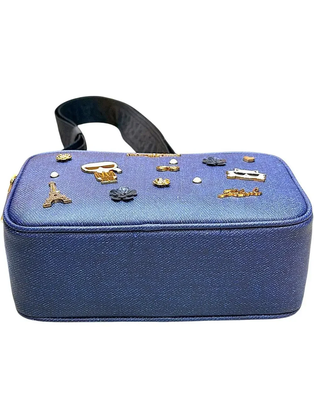 Karl Lagerfeld Denim Blue Crossbody Bag with Decorative Pins